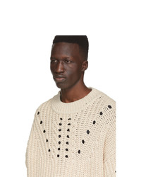 Мужской бежевый свитер с круглым вырезом от Isabel Marant