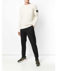 Мужской бежевый свитер с круглым вырезом от Stone Island