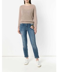 Женский бежевый свитер с круглым вырезом от Luisa Cerano