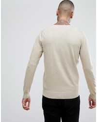 Мужской бежевый свитер с круглым вырезом