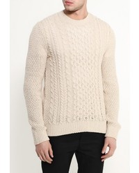 Мужской бежевый свитер с круглым вырезом от Topman