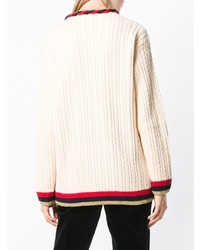 Женский бежевый свитер с круглым вырезом от Gucci