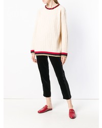 Женский бежевый свитер с круглым вырезом от Gucci