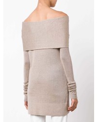 Женский бежевый свитер с круглым вырезом от Derek Lam