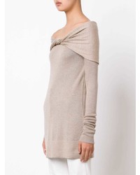Женский бежевый свитер с круглым вырезом от Derek Lam