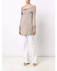 Женский бежевый свитер с круглым вырезом от Derek Lam