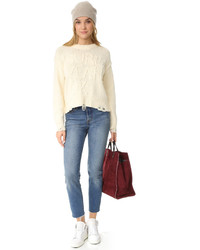 Женский бежевый свитер с круглым вырезом от Wildfox Couture