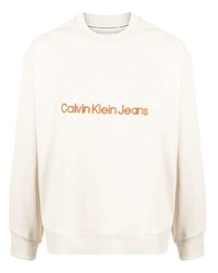 Мужской бежевый свитшот с вышивкой от Calvin Klein Jeans