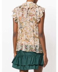 Бежевый топ без рукавов с принтом от Zimmermann