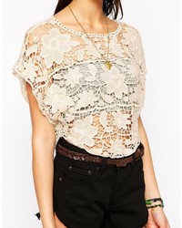 Бежевый укороченный топ крючком от Brave Soul