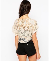 Бежевый укороченный топ крючком от Brave Soul