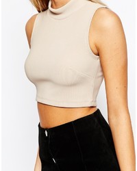 Бежевый укороченный топ от Fashion Union