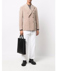Мужской бежевый хлопковый двубортный пиджак от Gabriele Pasini