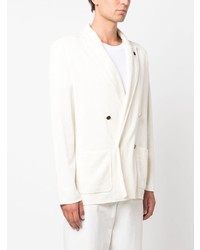 Мужской бежевый хлопковый двубортный пиджак от Lardini