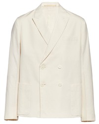 Мужской бежевый хлопковый двубортный пиджак от Prada