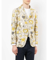 Мужской бежевый хлопковый пиджак с принтом от Comme Des Garçons Vintage