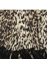 Мужской бежевый шарф с леопардовым принтом от Saint Laurent