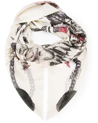 Женский бежевый шарф с принтом от Alexander McQueen