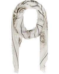 Женский бежевый шарф с принтом от Alexander McQueen