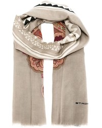 Женский бежевый шарф с принтом от Etro