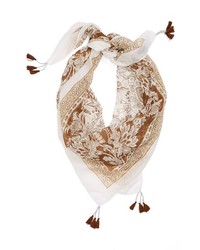 Бежевый шарф с цветочным принтом