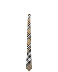 Бежевый шелковый галстук в шотландскую клетку