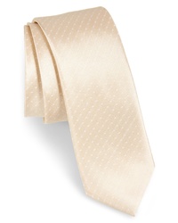Бежевый шелковый галстук с принтом