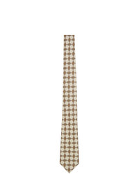 Мужской бежевый шелковый галстук с принтом от Gucci