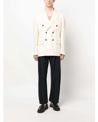 Мужской бежевый шелковый двубортный пиджак от Massimo Alba