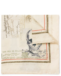 Бежевый шелковый нагрудный платок с принтом от Alexander McQueen