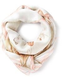 Женский бежевый шелковый шарф с принтом от Salvatore Ferragamo
