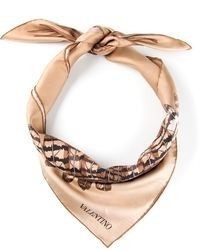 Женский бежевый шелковый шарф с принтом от Valentino Garavani