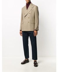 Мужской бежевый шерстяной двубортный пиджак от Gabriele Pasini