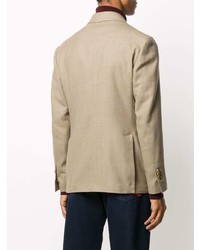 Мужской бежевый шерстяной двубортный пиджак от Gabriele Pasini