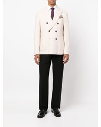 Мужской бежевый шерстяной двубортный пиджак от Manuel Ritz