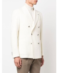 Мужской бежевый шерстяной двубортный пиджак от Tagliatore