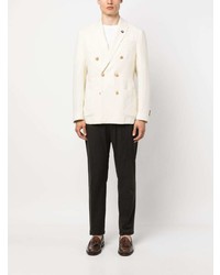 Мужской бежевый шерстяной двубортный пиджак от Lardini