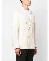 Мужской бежевый шерстяной двубортный пиджак от Lardini