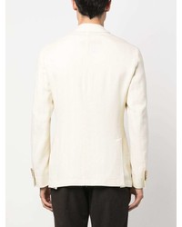 Мужской бежевый шерстяной двубортный пиджак от Lardini