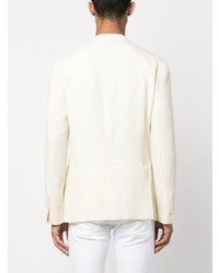 Мужской бежевый шерстяной двубортный пиджак от Lardini