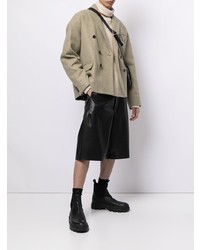 Мужской бежевый шерстяной двубортный пиджак от Bottega Veneta