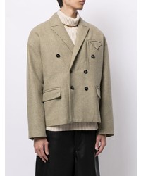 Мужской бежевый шерстяной двубортный пиджак от Bottega Veneta