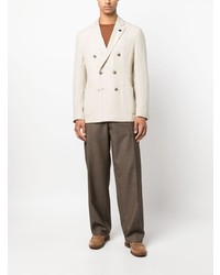 Мужской бежевый шерстяной двубортный пиджак от Lardini