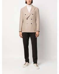 Мужской бежевый шерстяной двубортный пиджак от Boglioli