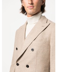 Мужской бежевый шерстяной двубортный пиджак от Boglioli
