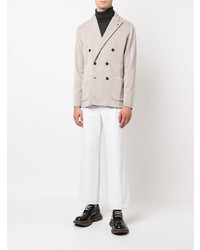 Мужской бежевый шерстяной двубортный пиджак от Lardini