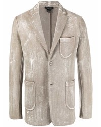 Бежевый шерстяной пиджак с принтом