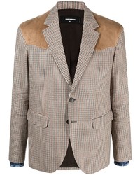 Мужской бежевый шерстяной пиджак с узором "гусиные лапки" от DSQUARED2