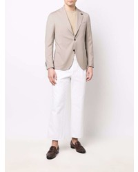 Мужской бежевый шерстяной пиджак от Lardini