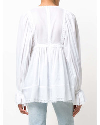 Белая блуза-крестьянка с рюшами от Dolce & Gabbana